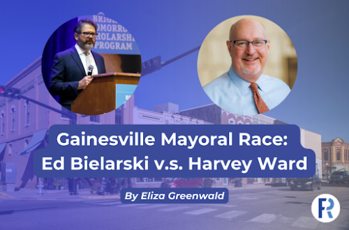 With the Gainesville mayor election today, residents must choose between the visinos of Ed Bielarski and Harvey Ward