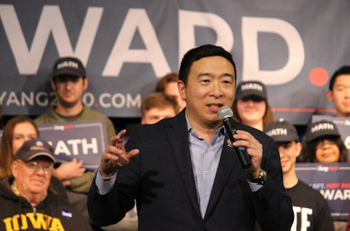 Andrew Yang, a founder of the Forward Party, speaks at an inaugural event